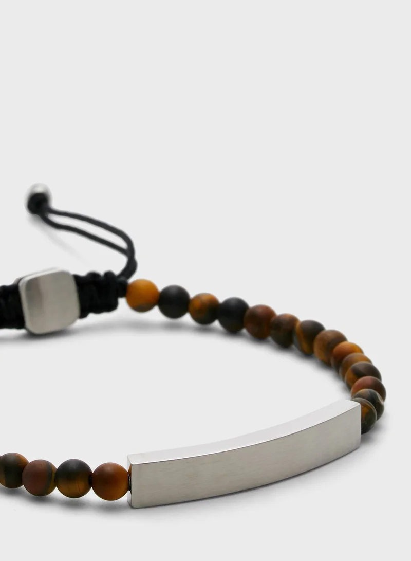 FOSSIL JF03176040 Tiger's Eye Beaded Bracelet