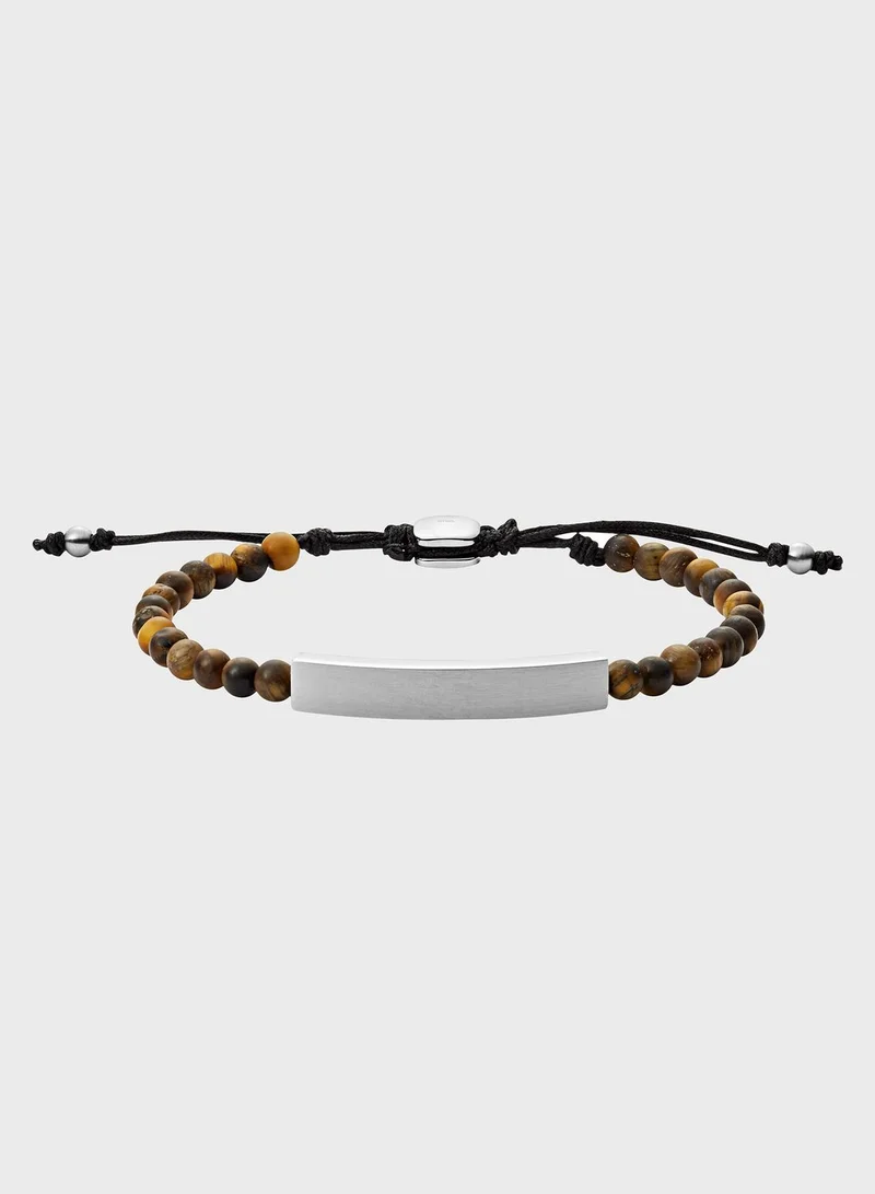 FOSSIL JF03176040 Tiger's Eye Beaded Bracelet