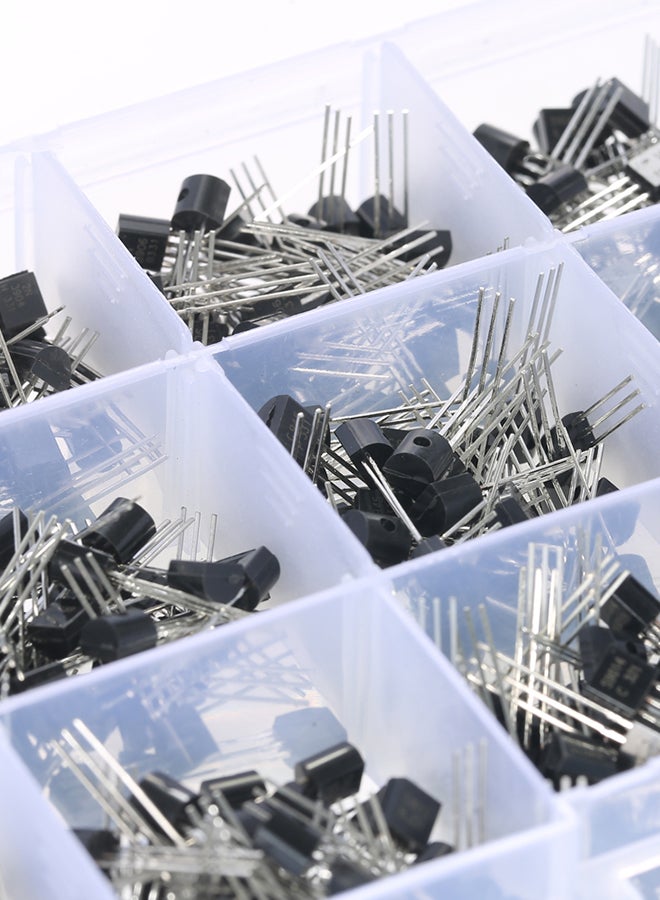 Loquat 600-Piece 15Values Transistor Kit With Storage Box Black/Silver - Image 3