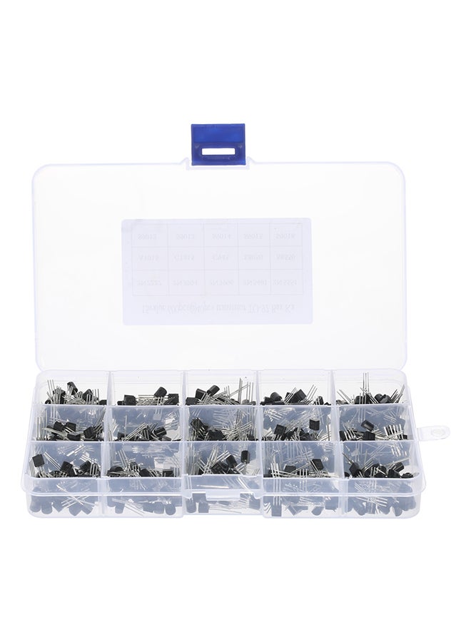 Loquat 600-Piece 15Values Transistor Kit With Storage Box Black/Silver - Image 2