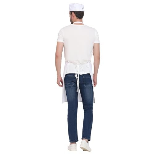 uniformer Apron for Men and Women | Durable & Stylish for Kitchen, Restaurant, Cafes | Ideal for Chefs, Bakers & Home Cooks | Easy to Clean | Unisex Design (White_Pack of 1) - Image 3