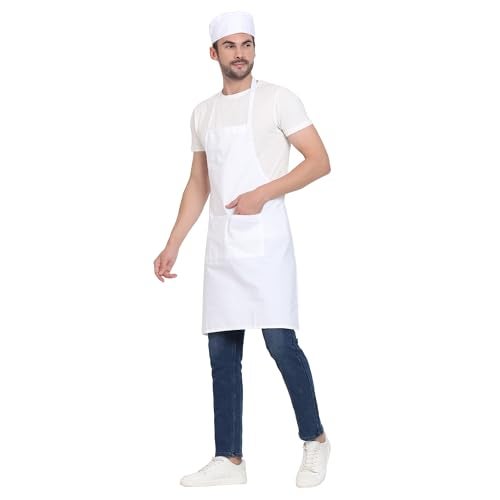 uniformer Apron for Men and Women | Durable & Stylish for Kitchen, Restaurant, Cafes | Ideal for Chefs, Bakers & Home Cooks | Easy to Clean | Unisex Design (White_Pack of 1) - Image 1