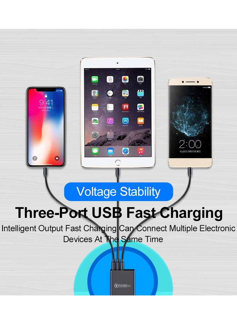 Generic - Mobile Phone Charger Digital Display Travel Wall Charger Adapter  3.1A Support  Fast Charger Quick Charge 3.1  with LED Display  For iPhone and Android  شاحن موبايل بتقنية الشحن السريع من كوالكوم مع 3 مخرج لشحن اكثر من هاتف وشاشة ديجيتال لعرض قوة الشحن  لشحن كل الهواتف - Image 1