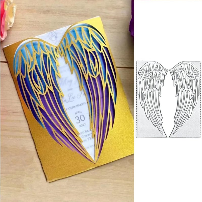 Angel Wedding Wing Frame Metal Die Cuts Wing Frame Metal Cutting Dies Cut Stencils Card Paper Craft DIY Template Metal Cutting Dies Album Embossing Paper Dies for Card Making Scrapbooking