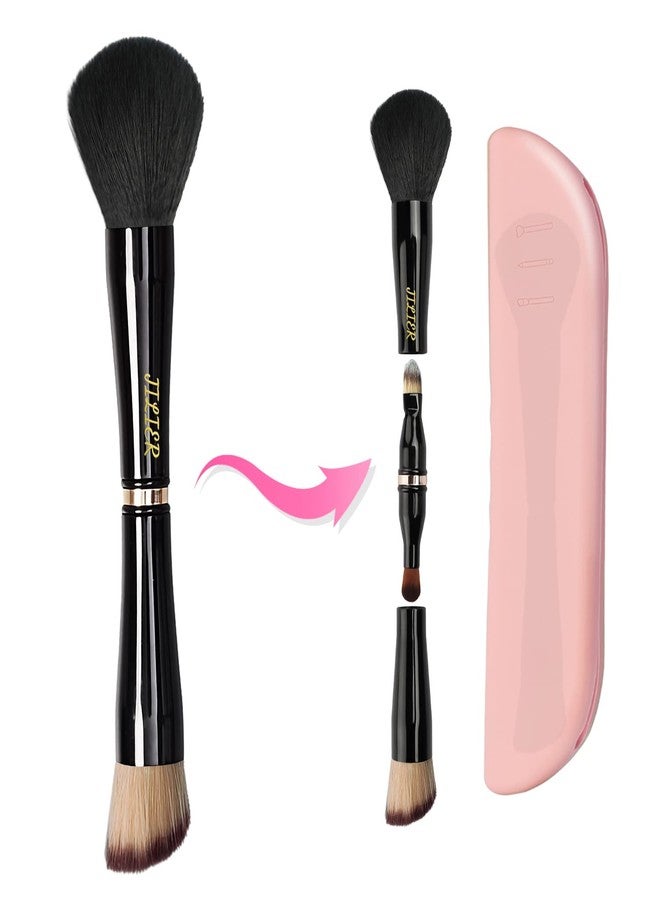 Jilier 4 in 1 Makeup Brush Set with Travel Makeup Brush Holder, Travel Makeup Brushes with Case, Double Sided Makeup Brushes with Silicon Portable Cosmetic Face Brushes Holder - Image 1