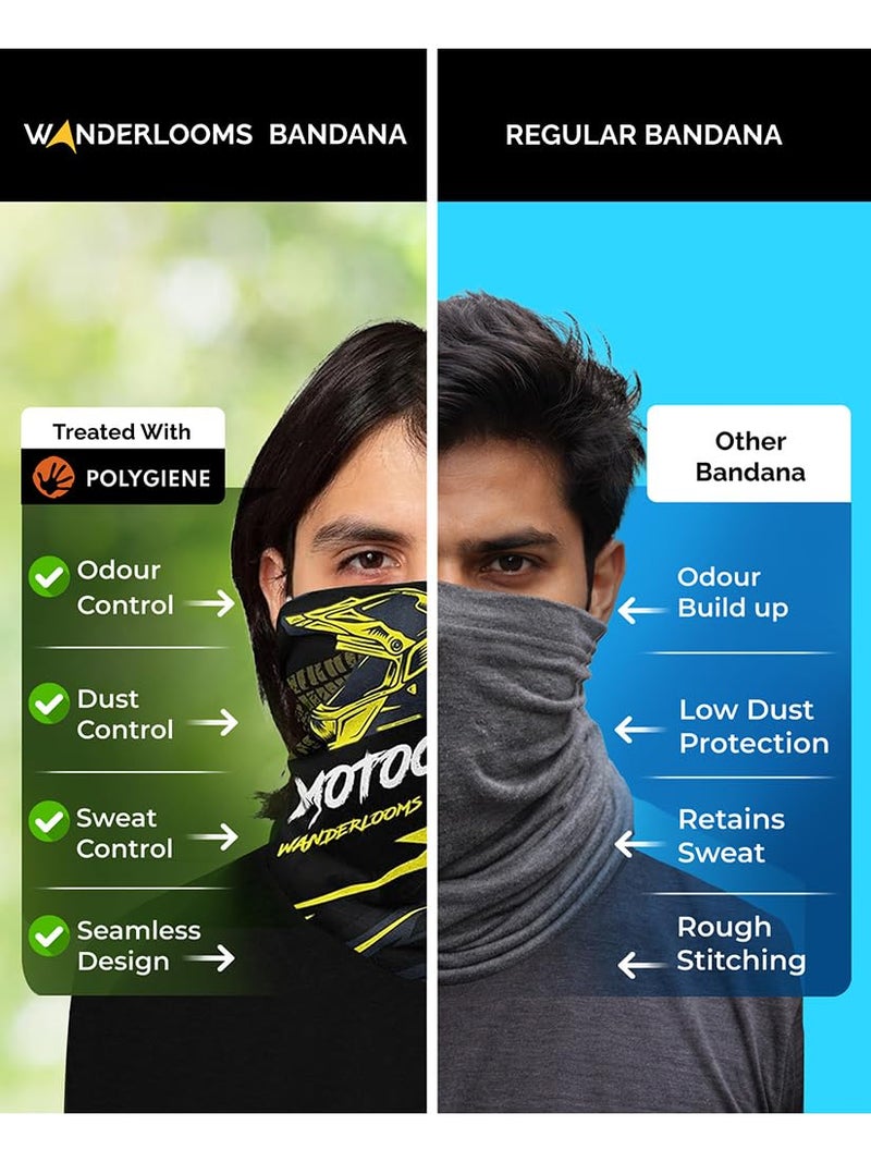 WANDERLOOMS Motocross Unisex Bandana Mask for Men to Cover Face & Head | Printed Bandana for Men Hair - Image 2