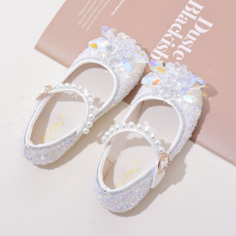 Children''s Crystal Shoes Soft Sole Baby Princess Shoes Spring and Autumn New Little Girl''s Leather Shoes Girls'' Single-Layer Shoes Stylish Peas Shoes - Image 2