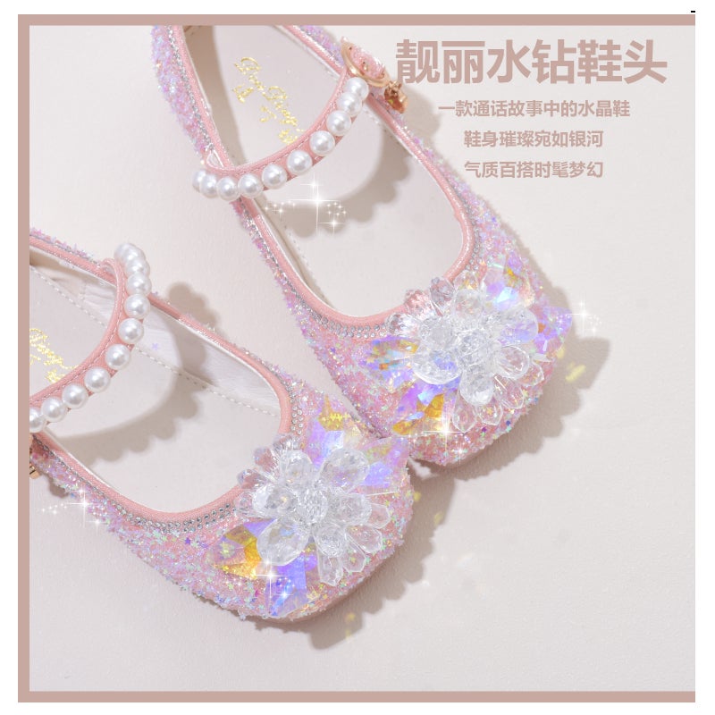 Children''s Crystal Shoes Soft Sole Baby Princess Shoes Spring and Autumn New Little Girl''s Leather Shoes Girls'' Single-Layer Shoes Stylish Peas Shoes - Image 4