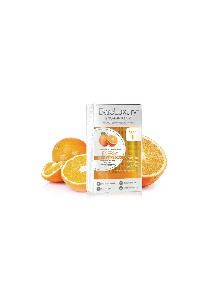 Morgan Taylor BareLuxury 4-Step Complete Pedicure & Manicure Packs (Orange & Lemongrass), Hand and Foot Spa Kit in 4 Packs, Pedicure and Manicure Kit, Self Care Gifts For Women - Image 1