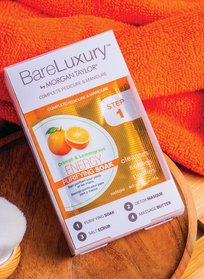 Morgan Taylor BareLuxury 4-Step Complete Pedicure & Manicure Packs (Orange & Lemongrass), Hand and Foot Spa Kit in 4 Packs, Pedicure and Manicure Kit, Self Care Gifts For Women - Image 4