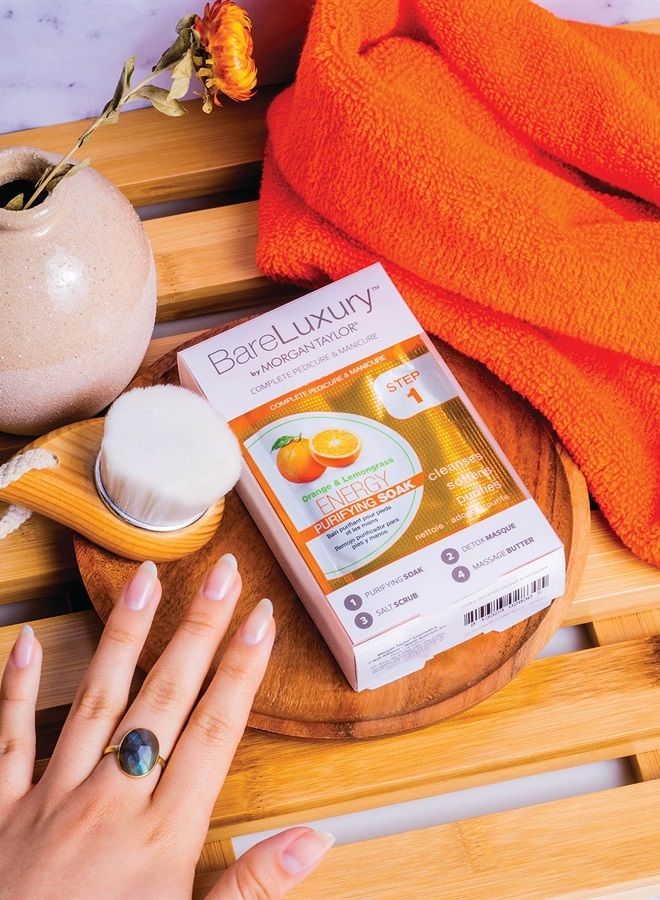 Morgan Taylor BareLuxury 4-Step Complete Pedicure & Manicure Packs (Orange & Lemongrass), Hand and Foot Spa Kit in 4 Packs, Pedicure and Manicure Kit, Self Care Gifts For Women - Image 3