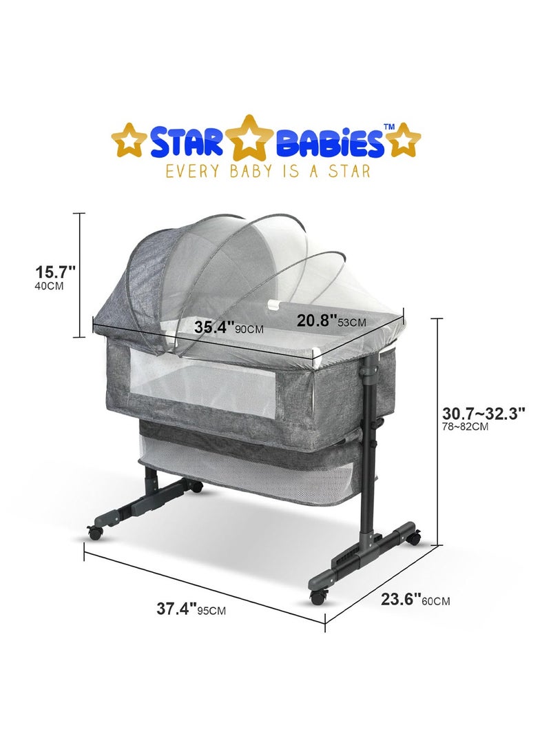 Star Babies Buy 1 Get 3 Free (Baby Bed with Mosquito 3 in 1 with Free 10pcs changing mat, 10pcs Bibs10, Reusable changing mat) - Grey - Image 4