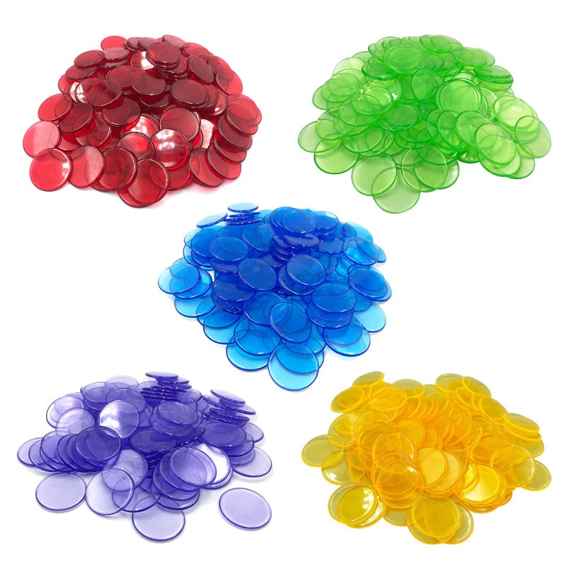Yuanhe 500 Pieces of 3/4 inch Transparent Bingo Counting Chips for Bingo Game Party, Classroom, Game Night, Bingo Hall-Mixed Color - Image 2