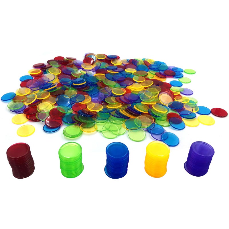Yuanhe 500 Pieces of 3/4 inch Transparent Bingo Counting Chips for Bingo Game Party, Classroom, Game Night, Bingo Hall-Mixed Color - Image 4