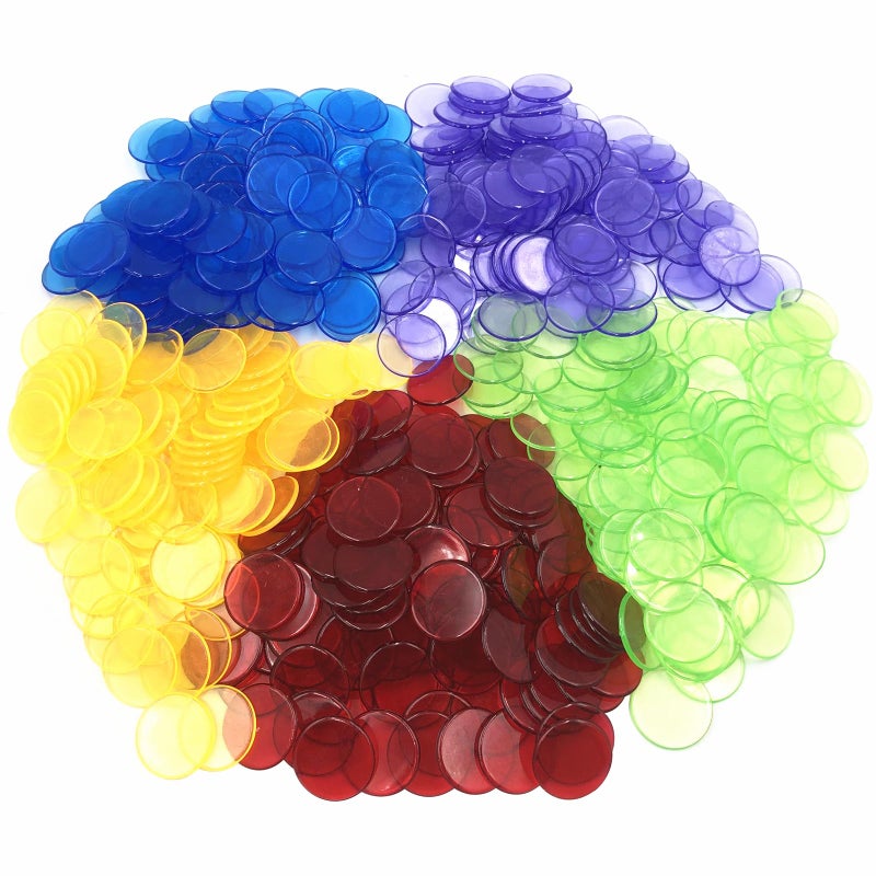 Yuanhe 500 Pieces of 3/4 inch Transparent Bingo Counting Chips for Bingo Game Party, Classroom, Game Night, Bingo Hall-Mixed Color - Image 5