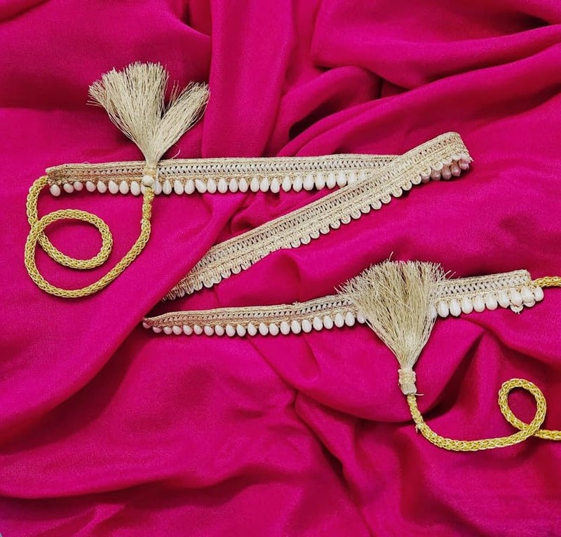 Slim and Beautiful Rose Gold Belt with White Beads for Girls - Image 3