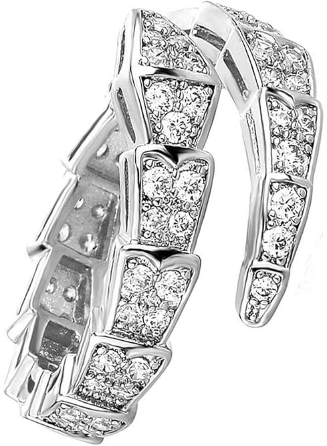 Vintage  Rings for Women Cubic Zirconia Spinel Diamond Open Adjustable Silver Plated Promise Statement Rings for Lady Women Birthday Anniversary Party - Image 1