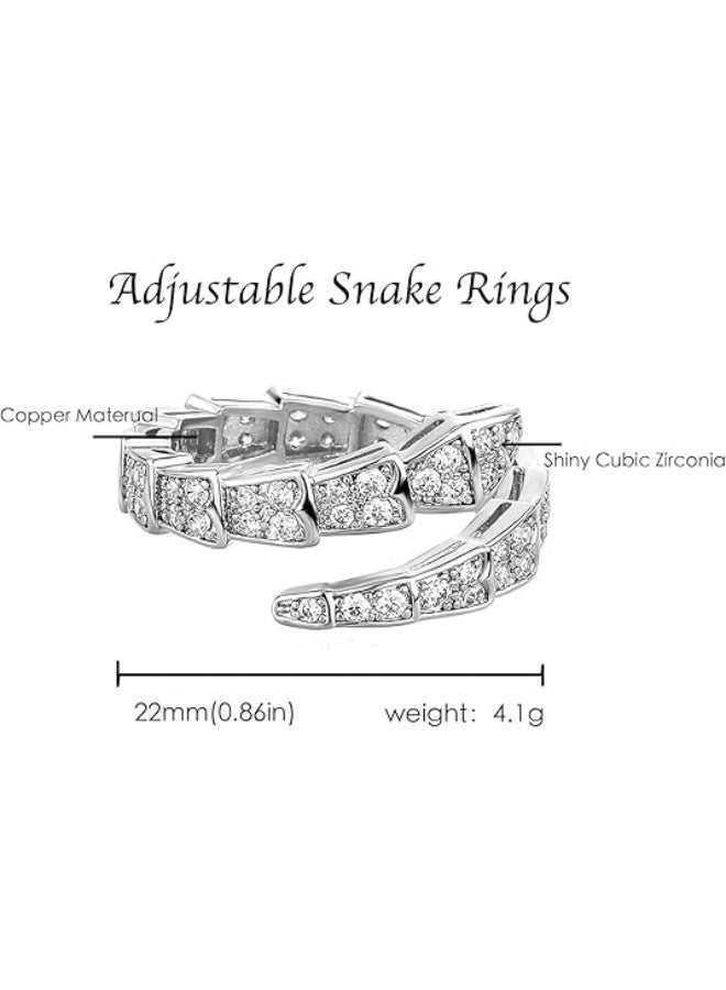 Vintage  Rings for Women Cubic Zirconia Spinel Diamond Open Adjustable Silver Plated Promise Statement Rings for Lady Women Birthday Anniversary Party - Image 5