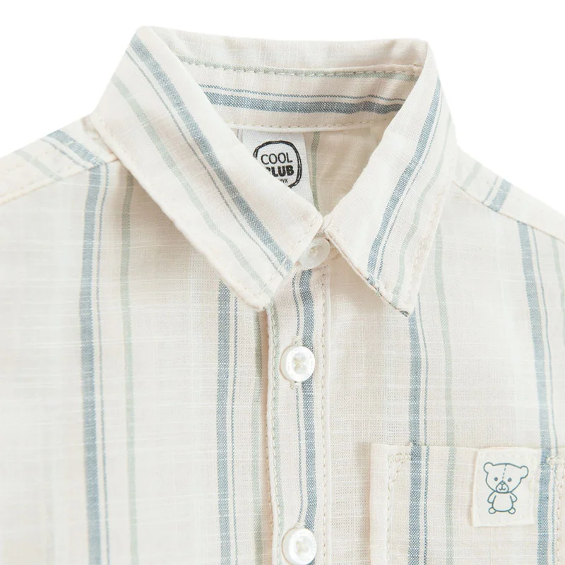 كول كلوب قميص قطني أبيض قصير الأكمام