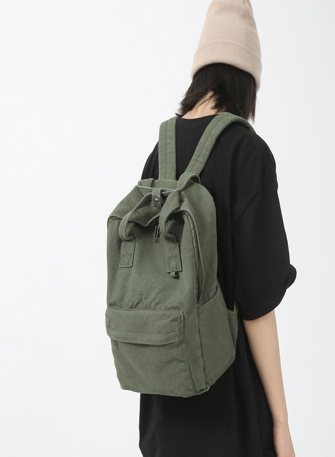 MaxxCloud Vintage Canvas Backpack Daypack Tote Satchel Hiking Knapsack Travel Backpack Handbag Purse Rucksack(583 Olive) - Image 3