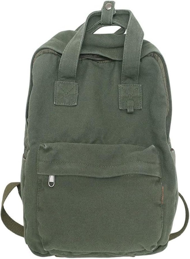 MaxxCloud Vintage Canvas Backpack Daypack Tote Satchel Hiking Knapsack Travel Backpack Handbag Purse Rucksack(583 Olive) - Image 1