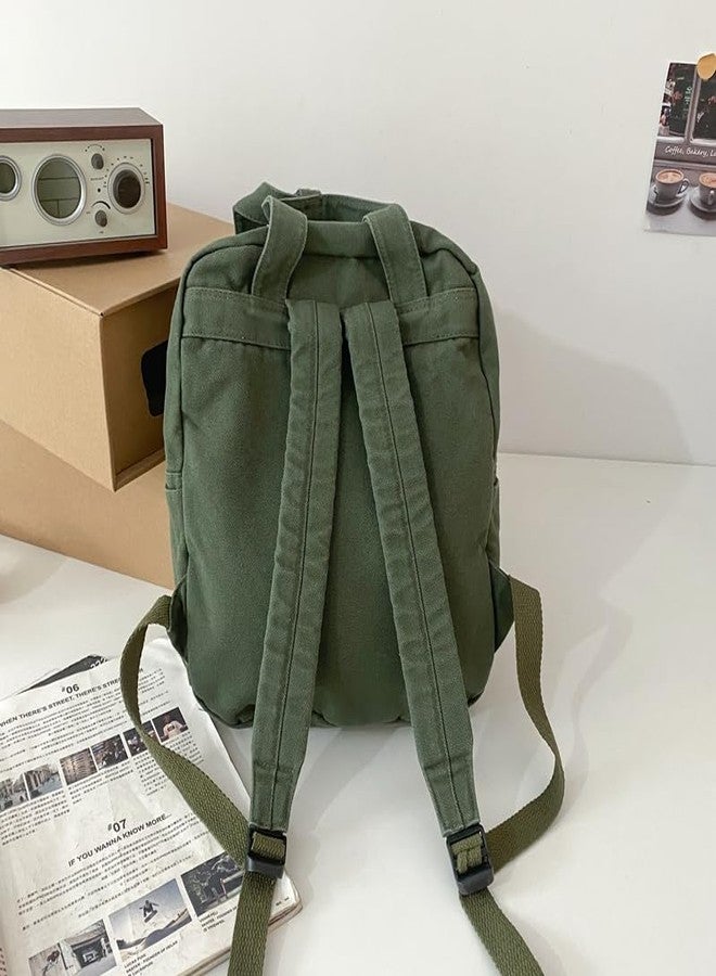 MaxxCloud Vintage Canvas Backpack Daypack Tote Satchel Hiking Knapsack Travel Backpack Handbag Purse Rucksack(583 Olive) - Image 5