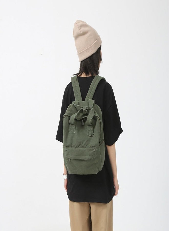 MaxxCloud Vintage Canvas Backpack Daypack Tote Satchel Hiking Knapsack Travel Backpack Handbag Purse Rucksack(583 Olive) - Image 4