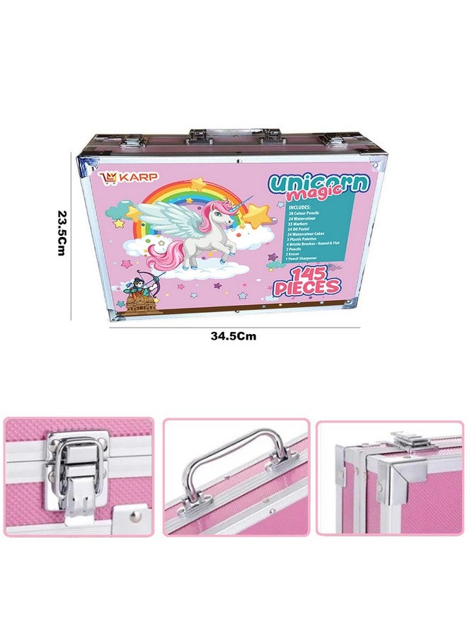 KARP 145 Pcs Children Deluxe Art Drawing Set for Kids Case Studio Art and Craft Supplies Drawing and Painting Set Great Gift (Unicorn Design-Pink) - Image 3