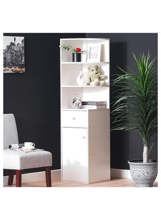 Adelin Bookcase 3Tier Book Shelf Cabinet with Drawer Modern Design Adjustable Wooden Book Organiser Cupboard Space Saving Display Storage Rack for Home Office - White - pzsku/ZB23987B35AB8DBEF6E95Z/45/_/1694700330/2b34846d-8ae1-484c-8141-67e17d81bee3