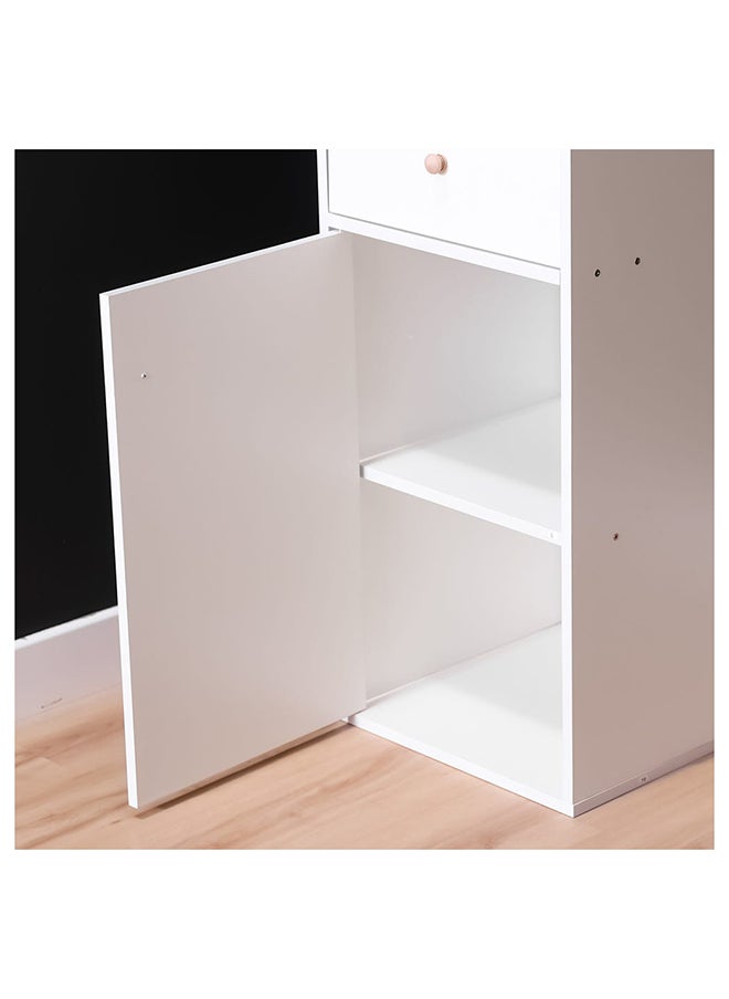 DANUBE HOME Adelin Bookcase 3Tier Book Shelf Cabinet with Drawer Modern Design Adjustable Wooden Book Organiser Cupboard Space Saving Display Storage Rack for Home Office - White  - Image 3