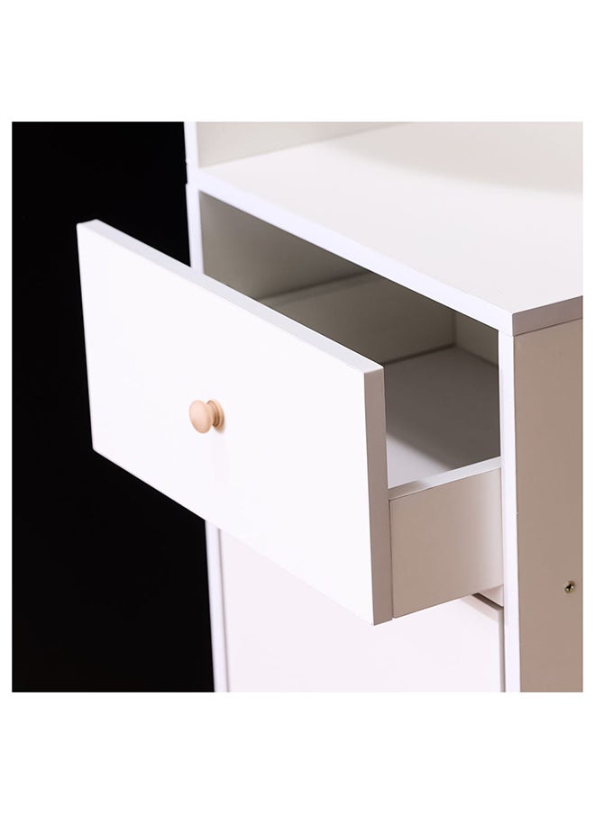 DANUBE HOME Adelin Bookcase 3Tier Book Shelf Cabinet with Drawer Modern Design Adjustable Wooden Book Organiser Cupboard Space Saving Display Storage Rack for Home Office - White  - Image 4