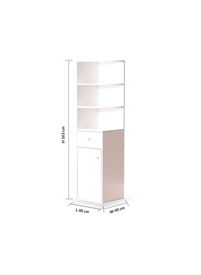DANUBE HOME Adelin Bookcase 3Tier Book Shelf Cabinet with Drawer Modern Design Adjustable Wooden Book Organiser Cupboard Space Saving Display Storage Rack for Home Office - White  - Image 5