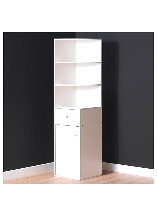 DANUBE HOME Adelin Bookcase 3Tier Book Shelf Cabinet with Drawer Modern Design Adjustable Wooden Book Organiser Cupboard Space Saving Display Storage Rack for Home Office - White  - Image 2