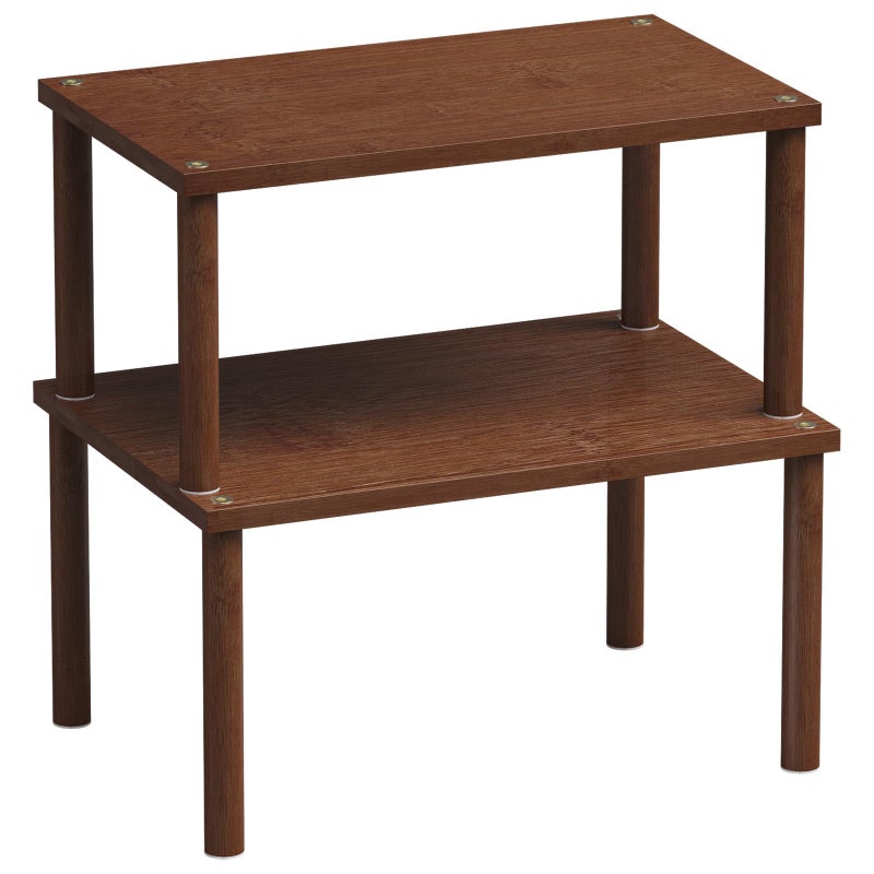 VERTORGAN Cabinet Organizer Shelf(Set of 2),Kitchen Counter Shelves,Bamboo Spice Rack Countertop and Cabinet,Stackable Expandable,Medium(Brown) - Image 1