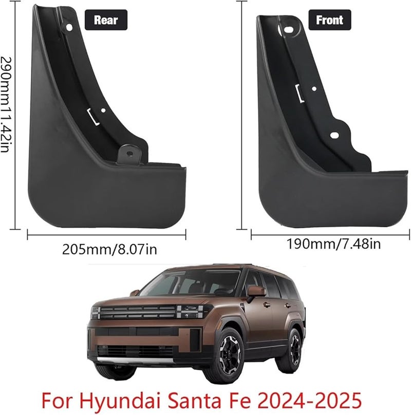 Set of 4 Mud Flaps Front and Rear Splash Guards Compatible with Hyundai Santa Fe 2023 2025 - Image 4