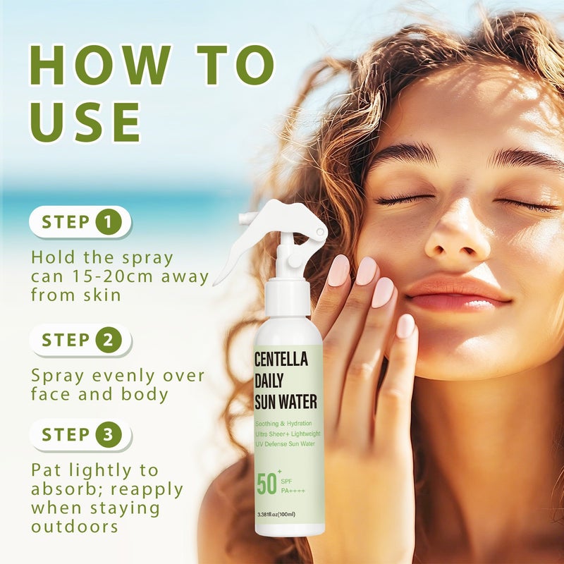 LANEMAY Centella Asiatica Daily Protective Spray SPF50+ PA++++ 100ml Soothing, Moisturizing, and Lightweight - Image 4