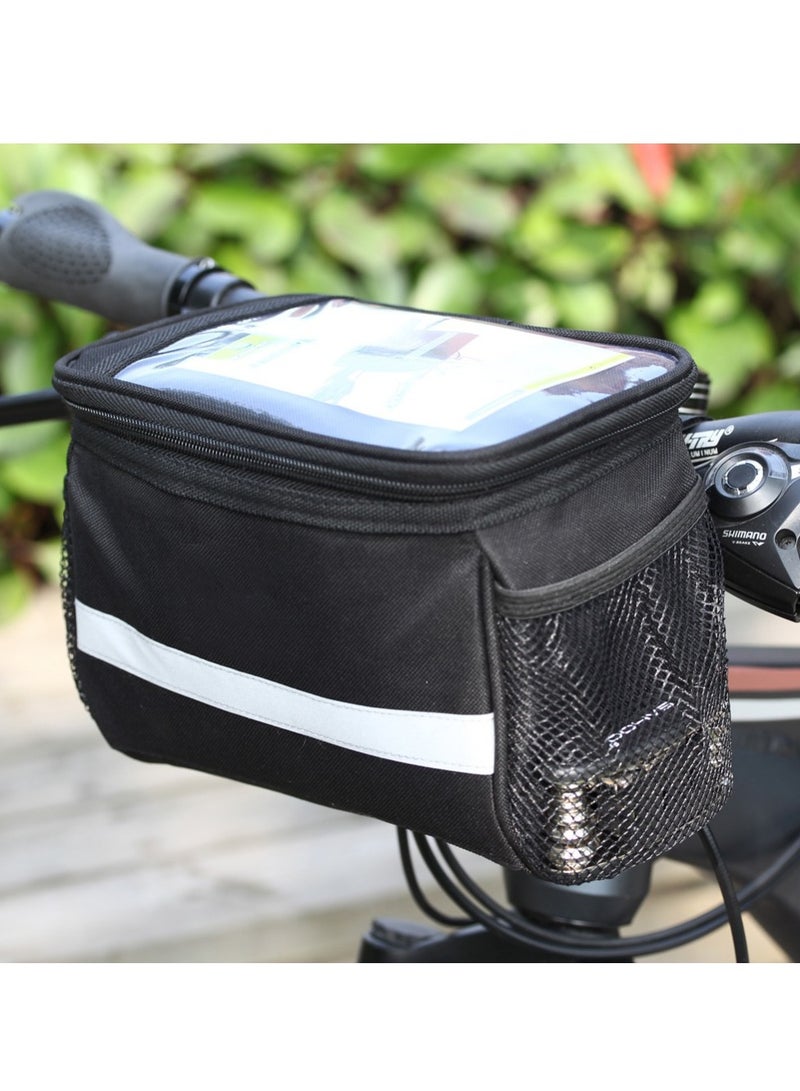 Generic Bike Handlebar Bag, Bicycle Front Basket with Reflective Strip  - Image 1