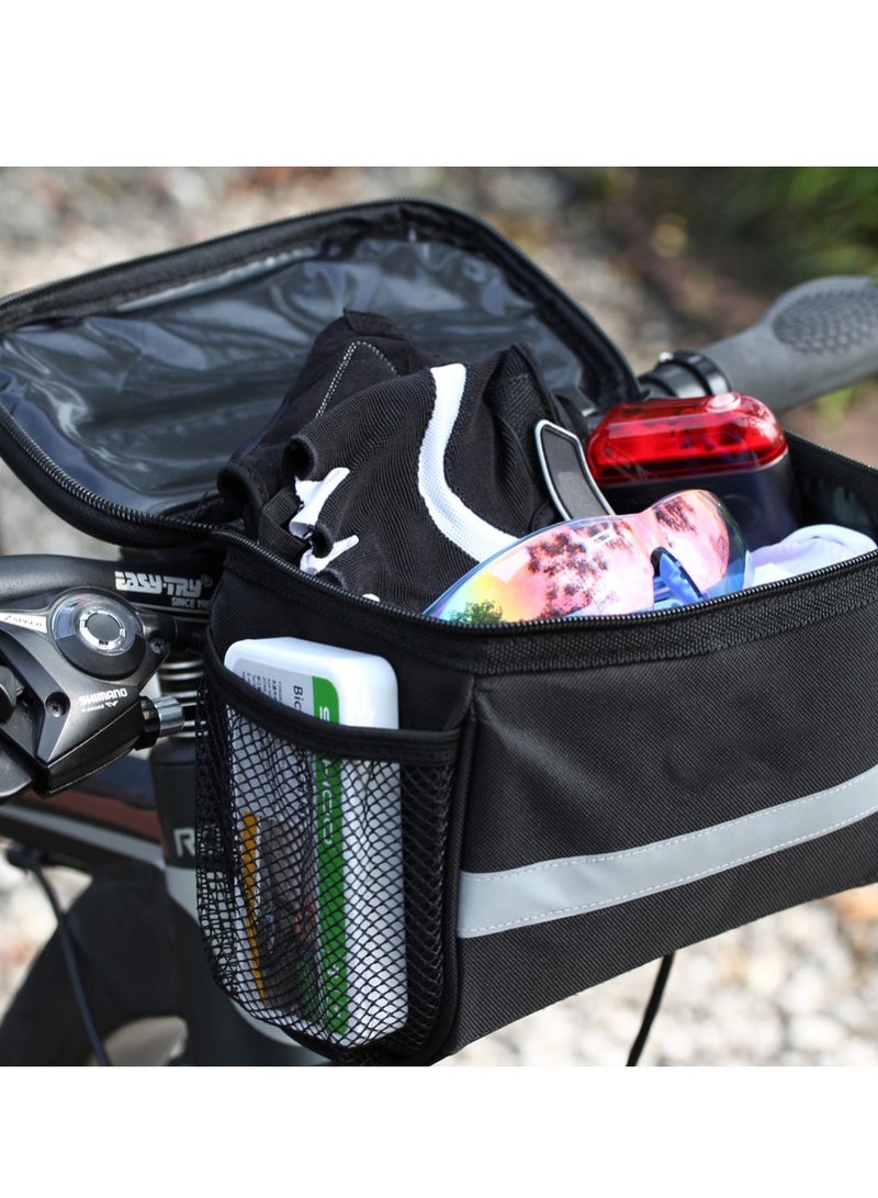 Generic Bike Handlebar Bag, Bicycle Front Basket with Reflective Strip  - Image 5