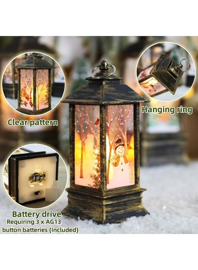 3 عبوات من فوانيس كريسماس LED عتيقة الطراز – ديكور شموع بدون نار بتصاميم سانتا، غزال ورجل الثلج، تعمل بالبطارية للإضاءة الداخلية للشجرة، الطاولات، الحفلات (لون بني) - Image 4