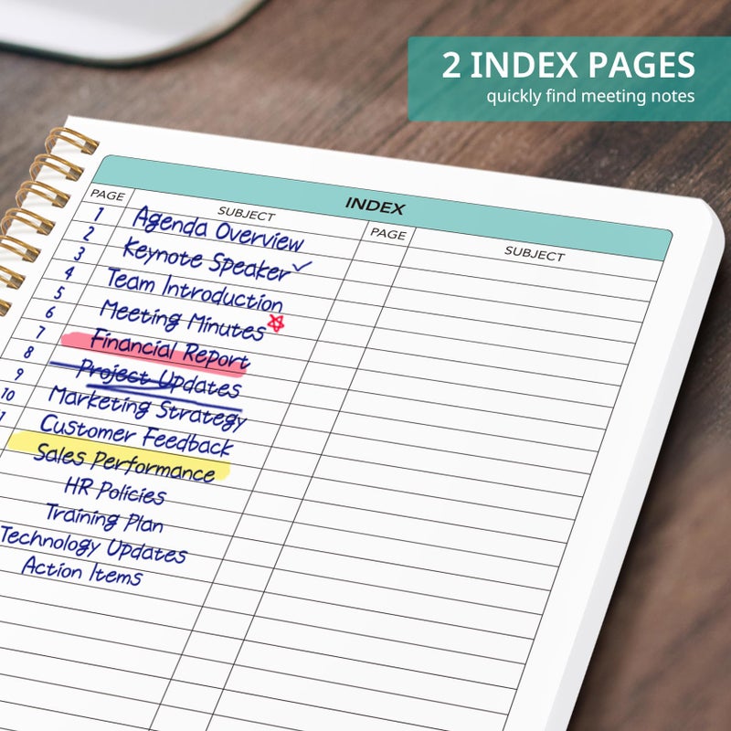 Taja Meeting Notebook for Work Organization - Work notebook with action items, Meeting Minutes Planner Notebook, Perfect Office Supplies for Men & Women - Garden - Image 4