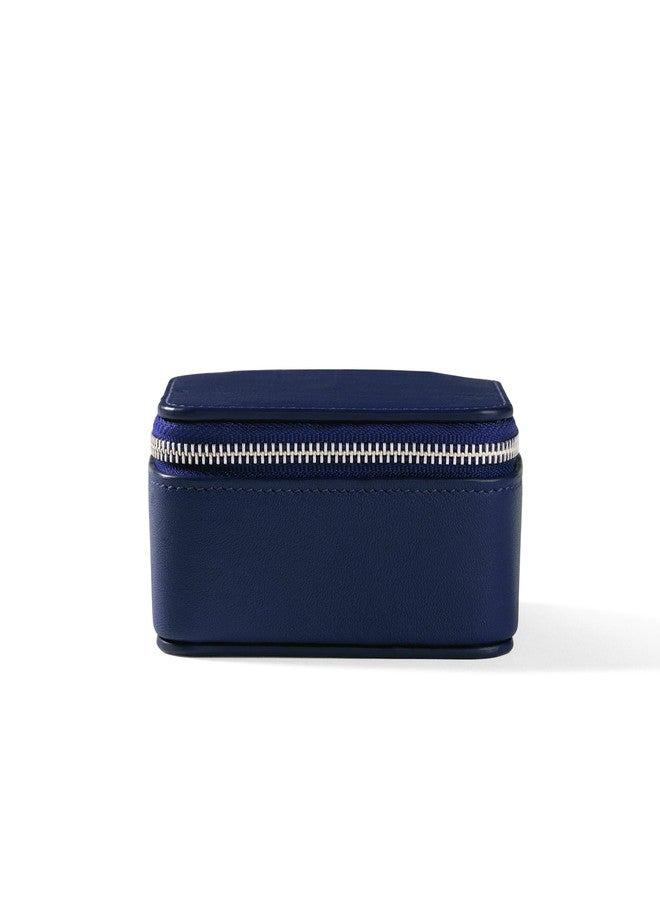Leatherology Navy Blue Small Jewelry Organizer - Compact and portable, Suede interior pocket, Removable suede pouch - Image 4