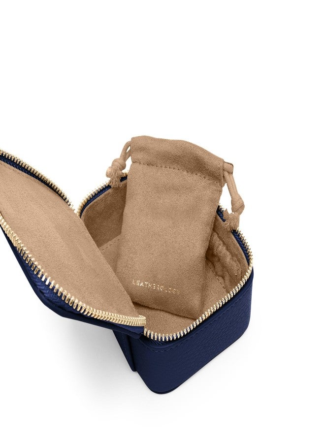Leatherology Navy Blue Small Jewelry Organizer - Compact and portable, Suede interior pocket, Removable suede pouch - Image 3