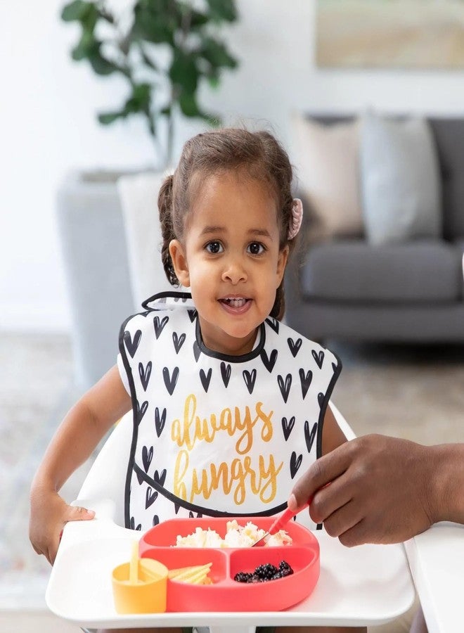 Bumkins Bibs for Girl or Boy, SuperBib Baby and Toddler for 6-24 Months, Essential Must Have for Eating, Feeding, Baby Led Weaning Supplies, Mess Saving Catch Food, Fabric 3-pk Hearts and XOXO - Image 2