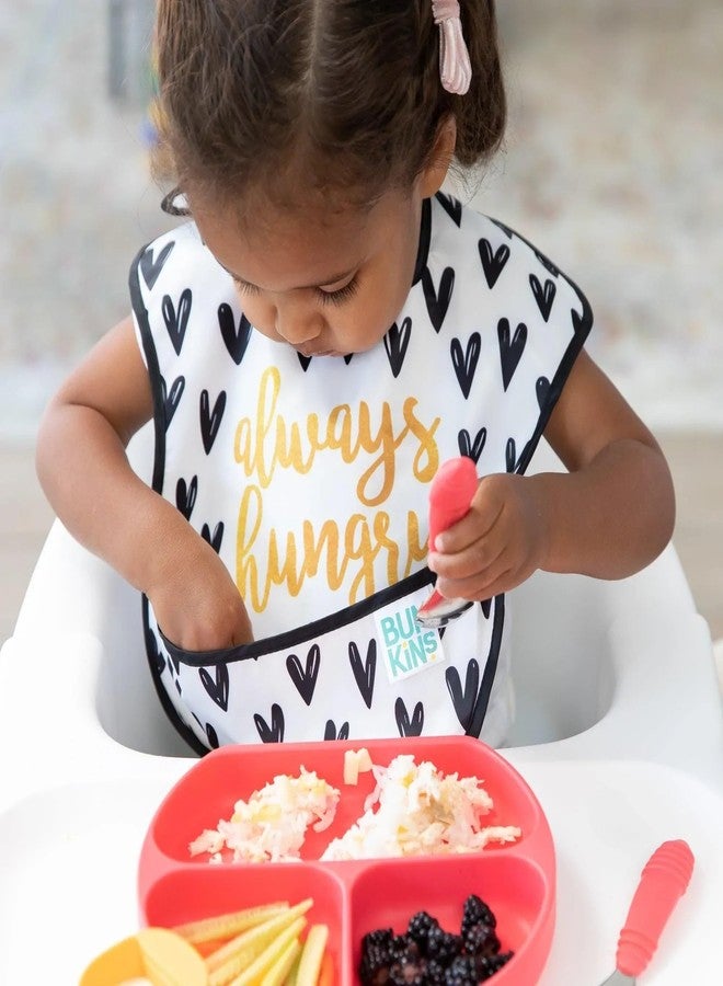 Bumkins Bibs for Girl or Boy, SuperBib Baby and Toddler for 6-24 Months, Essential Must Have for Eating, Feeding, Baby Led Weaning Supplies, Mess Saving Catch Food, Fabric 3-pk Hearts and XOXO - Image 4