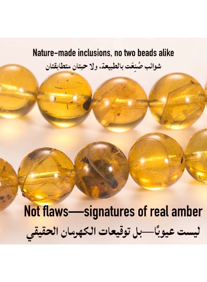 TranquilBeads Natural Amber Worry Beads 33 Beads 6mm for Men, Handmade Prayer Beads Bracelet, Stress Relief Fidget Beads, Tasbih Misbaha Rosary Style Necklace, Birthday Eid Ramadan Father’s Day Gift for Him - Image 5