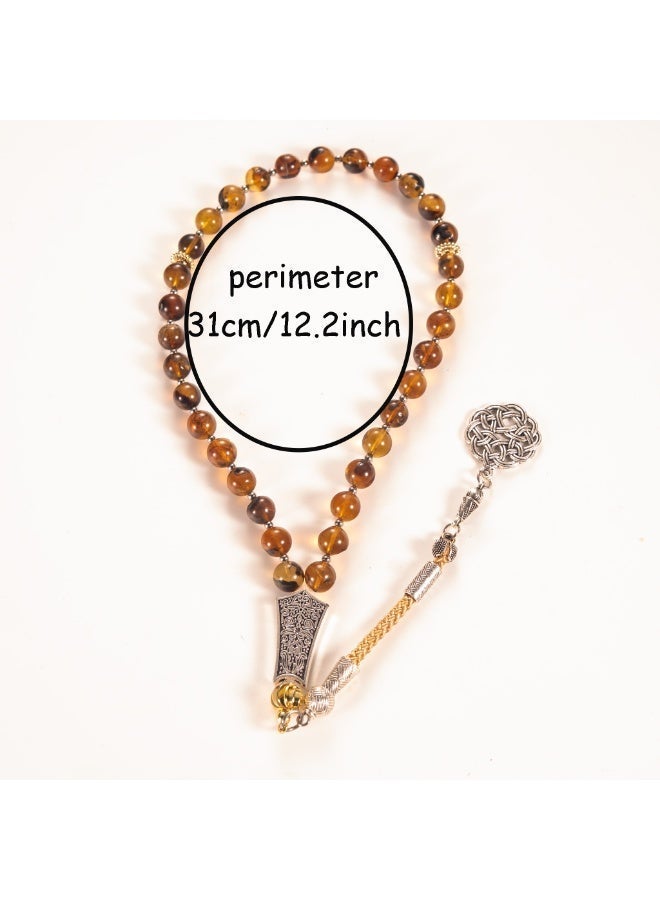TranquilBeads Natural Amber Worry Beads 33 Beads 6mm for Men, Handmade Prayer Beads Bracelet, Stress Relief Fidget Beads, Tasbih Misbaha Rosary Style Necklace, Birthday Eid Ramadan Father’s Day Gift for Him - Image 4