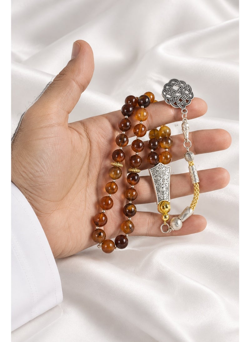 TranquilBeads Natural Burmese Amber Worry Beads with Certificate, 33 Beads, 6 mm, Handmade Tasbih Misbaha Bracelet for Men, Stress Relief Fidget Beads, Ramadan, Eid, Birthday and Father’s Day Gift - Image 4
