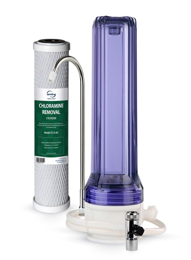 iSpring CKC1C-NC Countertop Water Filter, Drinking Water Filtration System for Faucet, Reduces Chloramine, Bad Odors, Sediment, and 99% of Chlorine, Clear (Filter Included) - Image 1