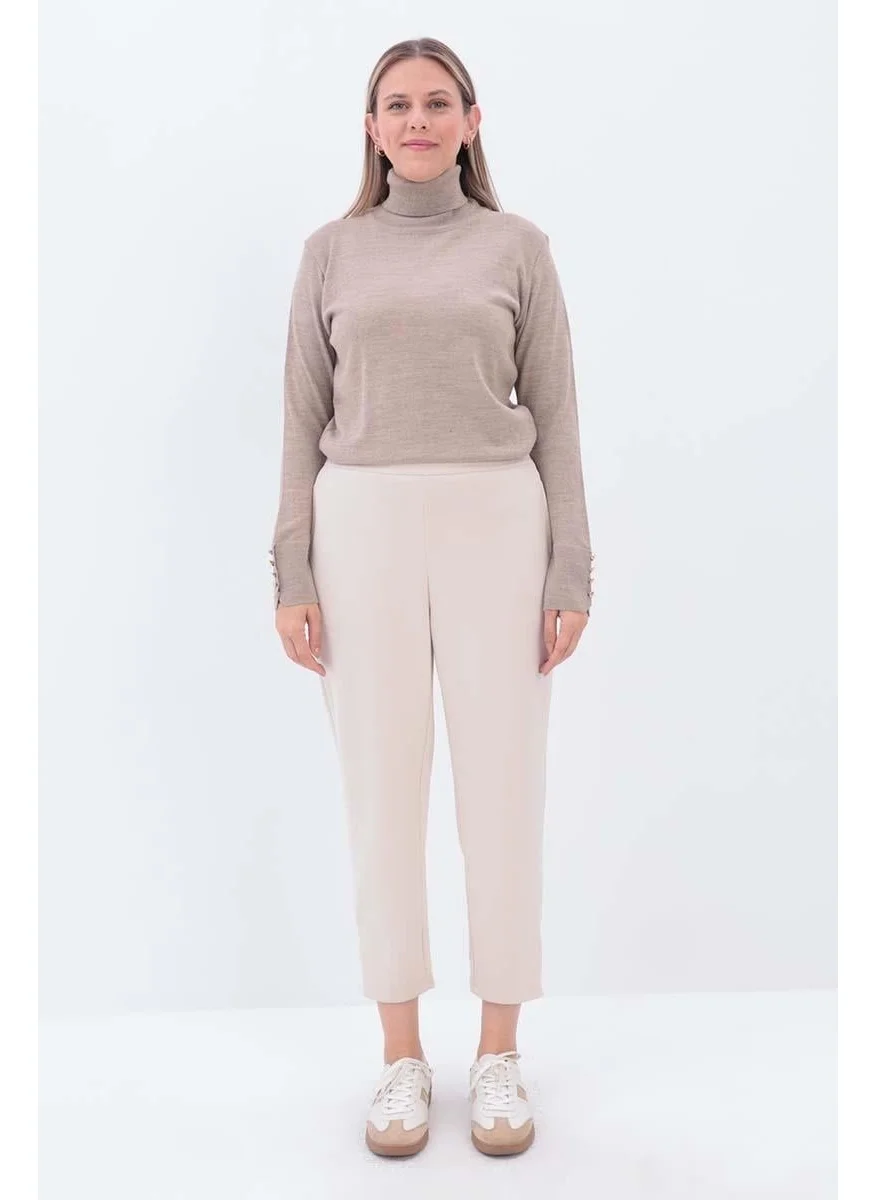 Allday Light Beige-Zipped Leg Trousers