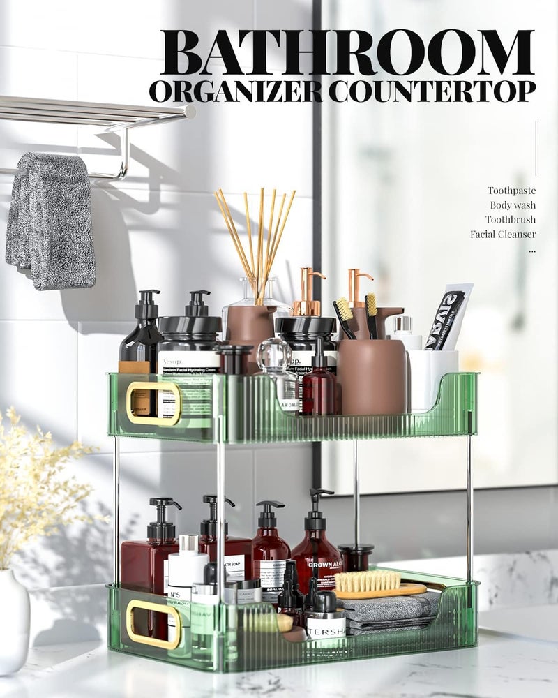Clefairy Makeup Organizer, Vanity Organizer, Makeup Organizer with Compartment for Skin Care,Bathroom Organizer Countertop, Dustproof and Waterproof, Bedroom, and Bathroom Skincare Organizer - Image 2